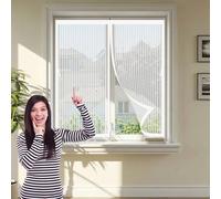 Mosquitera Ventana Magnetica 115 x 135 cm Imanes Más Fuertes, Protección Contra Insectos, sin Taladrar Cortinas para Puertas Exteriores para Dormitorio Sala de Puerta, Blanco