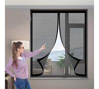 Mosquitera Ventana Magnetica 116 x 140 cm Imanes Más Fuertes, Protección Contra Insectos, sin Taladrar Cortina Contra Mosquitos para Correderas, Garaje O Patio, Negro