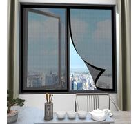 Mosquitera Ventana Magnetica 120 x 107 cm Junta Magnética de Arriba a Abajo, sin Taladrar, Transpirables Rede Mosquito Porta Magnética para Correderas, Garaje O Patio, Negro