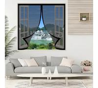 Mosquitera Ventana Magnetica 120 x 120 cm Cierre Automático, Fácil de Instalar, Protección Contra Insectos Mosquitera Ventana Enrollable para Múltiples Tipos de, Negro