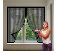 Mosquitera Ventana Magnetica 120 x 121 cm Junta Magnética de Arriba a Abajo, sin Taladrar, Transpirables Mosquitera Magnética para Puertas para Correderas, Garaje O Patio, Negro
