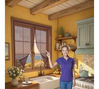 Mosquitera Ventana Magnetica 120 x 145 cm Junta Magnética de Arriba a Abajo, sin Taladrar, Transpirables Puerta de Malla Magnética para Dormitorio Sala de Puerta, Marrón