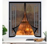 Mosquitera Ventana Magnetica 124 x 136 cm Varios Tallas, Cierre Automático, No Requiere Herramientas, Mantiene El Aire Fresco Cortinas Mosquiteras para Todas Las Ventana, Negro