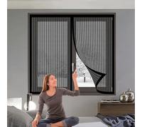 Mosquitera Ventana Magnetica 130 x 160 cm Cierre Automático, Protección Insectos, Resistente a La Rotura Puerta de Malla Magnética para Correderas, Garaje O Patio, Negro