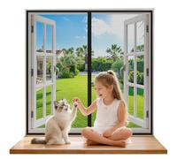 Mosquitera Ventana Magnetica 130x110 cm Negro, Cierre Automático con Imanes Fuertes, Sin Taladrar, Malla Ultra Fina Anti-Mosquitos, Instalación Rápida y Fácil, Resistente, para Ventanas y Balcón