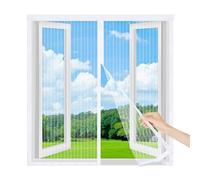 Mosquitera Ventana Magnética 130x120cm,Cortina Mosquiteras Magnéticas para Ventanas, Fácil Instalación Sin Taladrar, Ideal para Ventanas Correderas y Abatibles,Blanco
