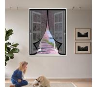 Mosquitera Ventana Magnética 132 x 146 cm Varios Tallas, Cierre Automático, No Requiere Herramientas, Mantiene El Aire Fresco Cortinas Antimosquitos para Todas Las Ventana, Negro