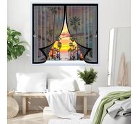 Mosquitera Ventana Magnetica 135 x 140 cm Cierre Automático de Arriba a Abajo, Mantiene El Aire Fresco Dentro y Los Bichos Fuera Cortina de Malla para Todas Las Ventana, Negro