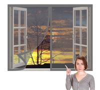 Mosquitera Ventana Magnetica 135 x 140 cm sin Taladrar Ni Atornillar Mosquitera Ventana Mosquiteras Fácil de Limpiar para de Bricolaje para Caseras Oficina, Gris