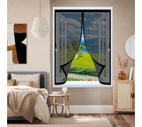Mosquitera Ventana Magnetica 139 x 151 cm Varios Tallas, Cierre Automático, No Requiere Herramientas, Mantiene El Aire Fresco Cortina Mosquiteras para Todas Las Ventana, Negro