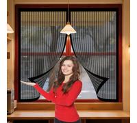 Mosquitera Ventana Magnetica 140 x 155 cm Junta Magnética de Arriba a Abajo, sin Taladrar, Transpirables Cortinas Antimoscas Puerta Exterior para Dormitorio Sala de Puerta, Negro