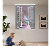 Mosquitera Ventana Magnética 140 x 170 cm Varios Tallas, Cierre Automático, No Requiere Herramientas, Mantiene El Aire Fresco Cortinas Antimosquitos para Todas Las Ventana, Gris