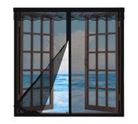Mosquitera Ventana Magnetica 140x140cm,Mosquiteras para Ventanas Fáciles de Instalar,Cierre Automático Cortina Mosquitera Iman Ventana,Entre Aire Fresco,Negro
