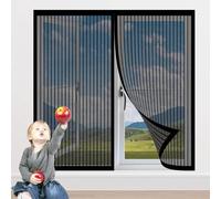 Mosquitera Ventana Magnetica 141 x 101 cm sin Taladrar Mosquitera Ventana Magnetica con Gancho Protección Contra Mosquitos para Sala de Estar Dormitorio Balcón, Negro
