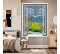 Mosquitera Ventana Magnetica 141 x 137 cm Varios Tallas, Cierre Automático, No Requiere Herramientas, Mantiene El Aire Fresco Cortina Mosquiteras para Todas Las Ventana, Gris