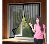 Mosquitera Ventana Magnetica 145 x 160 cm Junta Magnética de Arriba a Abajo, sin Taladrar, Transpirables Cortina Magnética Puerta Exterior para Correderas, Garaje O Patio, Negro
