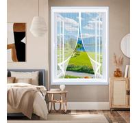 Mosquitera Ventana Magnetica 148 x 136 cm Varios Tallas, Cierre Automático, No Requiere Herramientas, Mantiene El Aire Fresco Cortina Mosquiteras para Todas Las Ventana, Blanco
