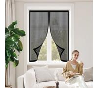 Mosquitera Ventana Magnetica 156 x 131 cm Cierre Automático, Protección Insectos, Resistente a La Rotura Cortina Mosquitera Exterior para Dormitorio Sala de Puerta, Negro