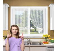 Mosquitera Ventana Magnetica 159 x 100 cm Cierre Magnético, sin Necesidad de Taladrar, Que Entre Aire Fresco Cortina Contra Mosquitos para Dormitorio Sala de Puerta, Blanco