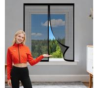 Mosquitera Ventana Magnetica 200 x 200 cm Imanes Se Cierran Automáticamente Mosquitera Ventana Lavables para Todas Las Ventanas Interiores y Exteriores, Negro