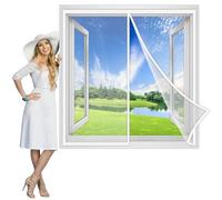 Mosquitera Ventana Magnetica 40x95 cm, Cierre Automático Persianas Anti Mosquitos Protección contra Insectos Transpirable Imán para Salón Ventana Balcón Ventana Blanco, Reforzada