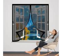 Mosquitera Ventana Magnética 58 x 55 cm Varios Tallas, Cierre Automático, No Requiere Herramientas, Mantiene El Aire Fresco Cortinas Mosquiteras para Todas Las Ventana, Negro