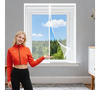 Mosquitera Ventana Magnetica 65 x 185 cm Imanes Se Cierran Automáticamente Mosquitera Ventana Lavables para Todas Las Ventanas Interiores y Exteriores, Blanco