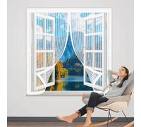 Mosquitera Ventana Magnética 75 x 54 cm Varios Tallas, Cierre Automático, No Requiere Herramientas, Mantiene El Aire Fresco Cortinas Mosquiteras para Todas Las Ventana, Blanco