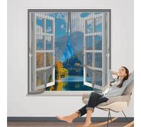 Mosquitera Ventana Magnética 75 x 73 cm Varios Tallas, Cierre Automático, No Requiere Herramientas, Mantiene El Aire Fresco Cortinas Mosquiteras para Todas Las Ventana, Gris