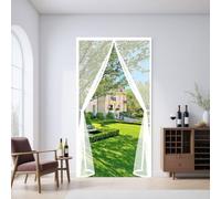 Mosquitera Ventana Magnetica 76 x 178 cm Se Cierra Automáticamente, Anti-Insectos Mosquiteras para Puertas Fácil Instalación, sin Taladrar para Puerta Exterior Balcón, Blanco