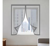 Mosquitera Ventana Magnetica 80 x 165 cm Mantiene Insectos, Moscas y Mosquitos Fuera Ajustable Mosquitera Ventana Magnetica Fácil de Limpiar para Todas Las Ventanas, Gris