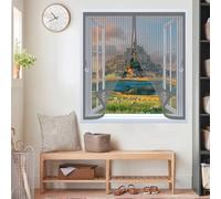 Mosquitera Ventana Magnetica 80 x 85 cm Varios Tallas, Cierre Automático, No Requiere Herramientas, Mantiene El Aire Fresco Cortinas Mosquiteras para Todas Las Ventana, Gris