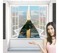 Mosquitera Ventana Magnetica 80 x 95 cm Protección Contra Insectos, Malla Fina, Mantiene El Aire Fresco, Cortina de Protección para Puerta Corredera, Puerta de Salón, Blanco