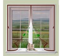 Mosquitera Ventana Magnetica 82 x 103 cm Cierre Automático, sin Taladrar, Malla Ultrafina, Fácil Instalación, Mosquitera para Ventanas, con Cinta Adhesiva para Todas Las Puertas Ventanas, Marrón