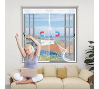Mosquitera Ventana Magnetica 87 x 89 cm Cierre Automático, sin Taladrar, Malla Ultrafina, Fácil Instalación, Mosquitera para Ventanas, con Cinta Adhesiva para Todas Puertas y Ventanas, Blanco
