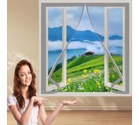 Mosquitera Ventana Magnetica 88 x 110 cm Cierre Automático Mosquiteras Para Ventanas Adiós A Los Mosquitos Mantiene La Circulación De Aire Fresco, Gris