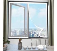 Mosquitera Ventana Magnetica 88 x 167 cm Junta Magnética de Arriba a Abajo, sin Taladrar, Transpirables Rede Mosquito Porta Magnética para Correderas, Garaje O Patio, Blanco