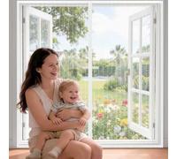 Mosquitera Ventana Magnética 90x95 cm Blanco, Sin Taladrar, Cierre Automático con Imanes Fuertes, Malla Ultrafina Antimosquitos Transpirable, Instalación Rápida para Ventanas y Balcón