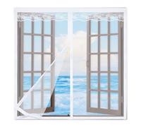 Mosquitera Ventana Magnetica 90x95cm,Mosquiteras para Ventanas Fáciles de Instalar,Cierre Automático Cortina Mosquitera Iman Ventana,Entre Aire Fresco,Blanco