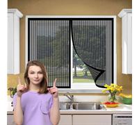 Mosquitera Ventana Magnetica 94 x 160 cm Cierre Magnético, sin Necesidad de Taladrar, Que Entre Aire Fresco Cortina Contra Mosquitos para Dormitorio Sala de Puerta, Negro