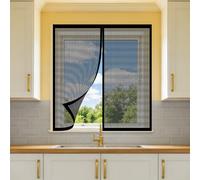 Mosquitera Ventana Magnetica 95 x 110 cm sin Taladrar Ni Atornillar Mosquitera Magnética Ventana Lavables para Balcón Corredera Terraza, Negro