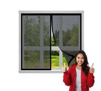 Mosquitera Ventana Magnetica 95 x 140 cm Fácil de Ensamblar Autoadhesivo Cortina Magnética de Malla Suave para Ventanas Balcón Patio, Negro