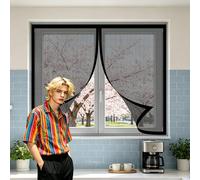 Mosquitera Ventana Magnetica 95 x 149 cm Imanes Más Fuertes, Protección Contra Insectos, sin Taladrar Cortinas para Puertas Exteriores para Correderas, Garaje O Patio, Negro