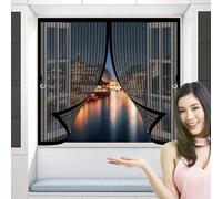 Mosquitera Ventana Magnetica 95 x 150 cm Protección Contra Insectos, Malla Fina, Mantiene El Aire Fresco, Cortina Termica Ventana para Puerta Corredera, Puerta de Salón, Negro