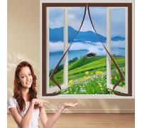 Mosquitera Ventana Magnetica 96 x 115 cm Cierre Automático Mosquiteras Para Ventanas Adiós A Los Mosquitos Mantiene La Circulación De Aire Fresco, Marrón