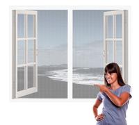 Mosquitera Ventana Magnetica 96 x 115 cm sin Taladrar Adsorción Magnética Cortina Anti Insecto Mosquitera Cierre Automático Autoadhesivo para Habitación Salón Ventanas, Blanco