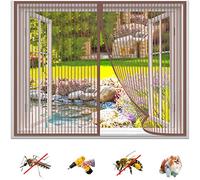 Mosquitera Ventana Magnetica, Adsorción Magnética Automático Anti Mosquito Insecto Cortina Mosquitera Instalar Sin Taladrar, para Sala de Estar Balcón Patio- Brown|| 35x35inch(90x90cm)