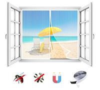 Mosquitera Ventana Magnetica, Anti Insecto Cortina Mosquitera Puertas Adsorción Magnética, Sin Taladrar, para Puertas y Ventanas- White-A|| Width95xHeight130cm
