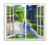 Mosquitera Ventana Magnetica Blanco, Cortina Mosquitera Magnética para Ventanas, Cierra Automá Ticamente y es FáCil de Instalar, 105x100CM Anti-Mosquito Mosquitera de Ventana