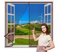 Mosquitera Ventana Magnetica Marrón 95x115cm Mosquitera Puerta Corredera Cierre Magnético Automático para Puertas de Salón Balcón Corredor Malla lavable